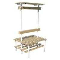 Doppelgarderobenbank mit Schuhregal, Kleiderbügel und oberem Regal